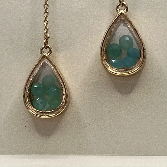 Elegant Gold and Turquoise Threaded Drop Earrings - Picture 2 of 3